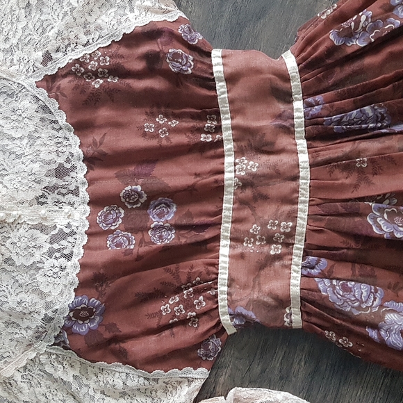Vintage Gunne Sax Prairie floral lace midi dress,7 - Picture 5 of 11